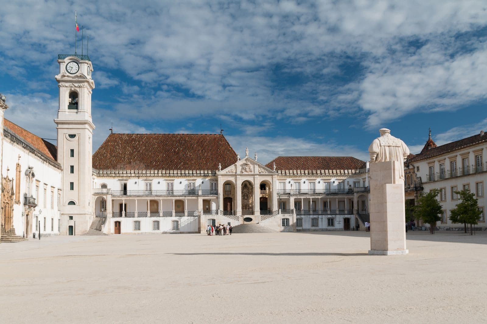 University of Coimbra Paço das Escolas courtyard overlooking the historic upper city and Mondego river